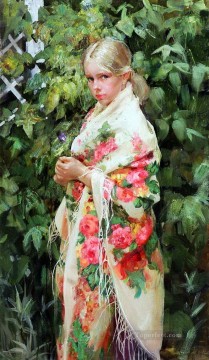 女性 Painting - プリティ・リトル・ガール NM タジキスタン 19 印象派